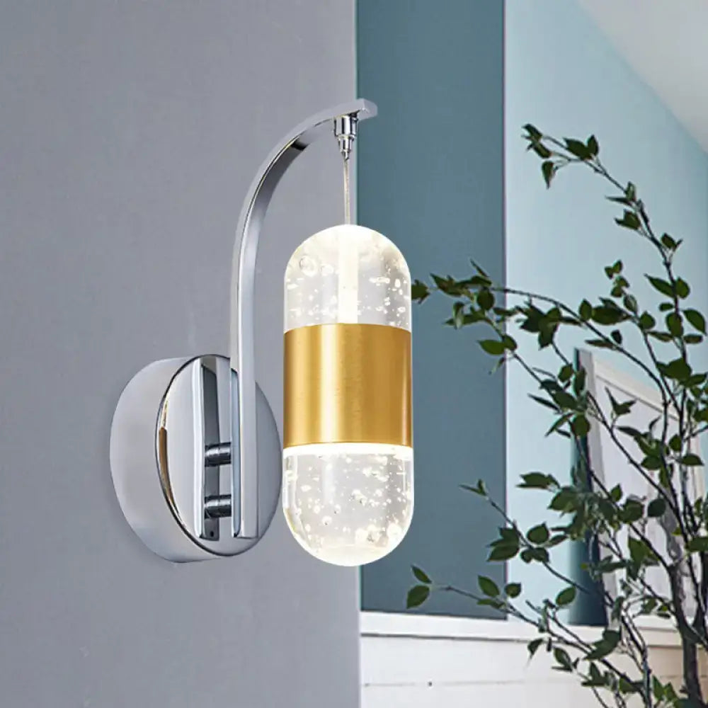 Modern chrome bubble crystal wall light restaurant capsule sconce
