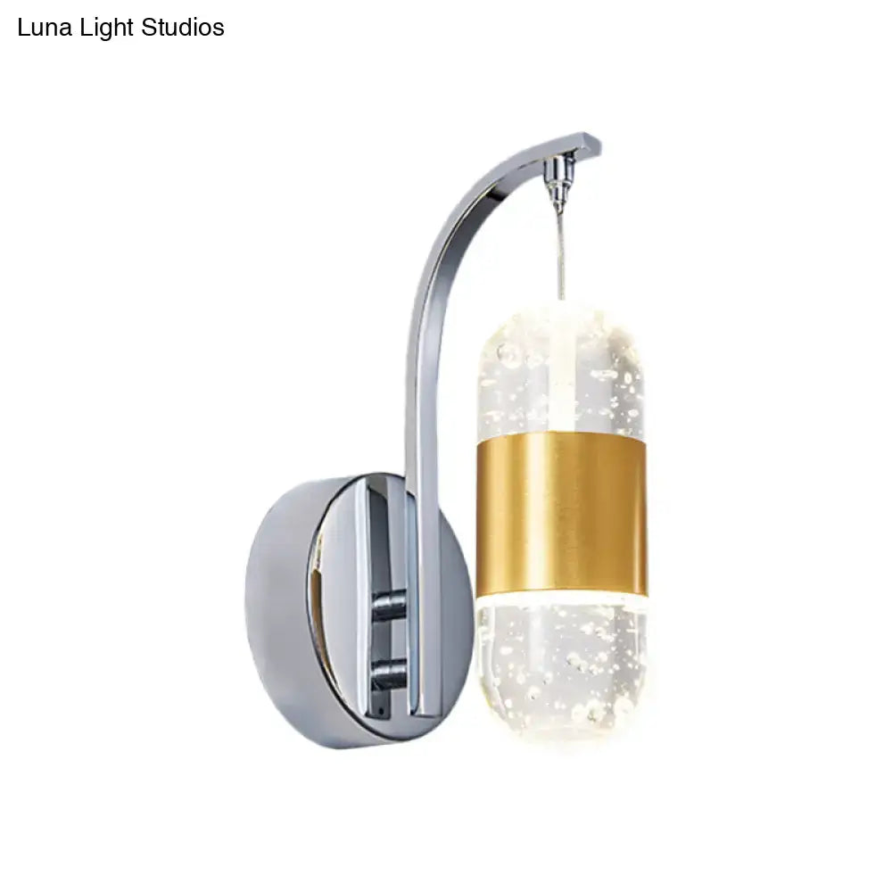 Modern chrome bubble crystal wall light restaurant capsule sconce