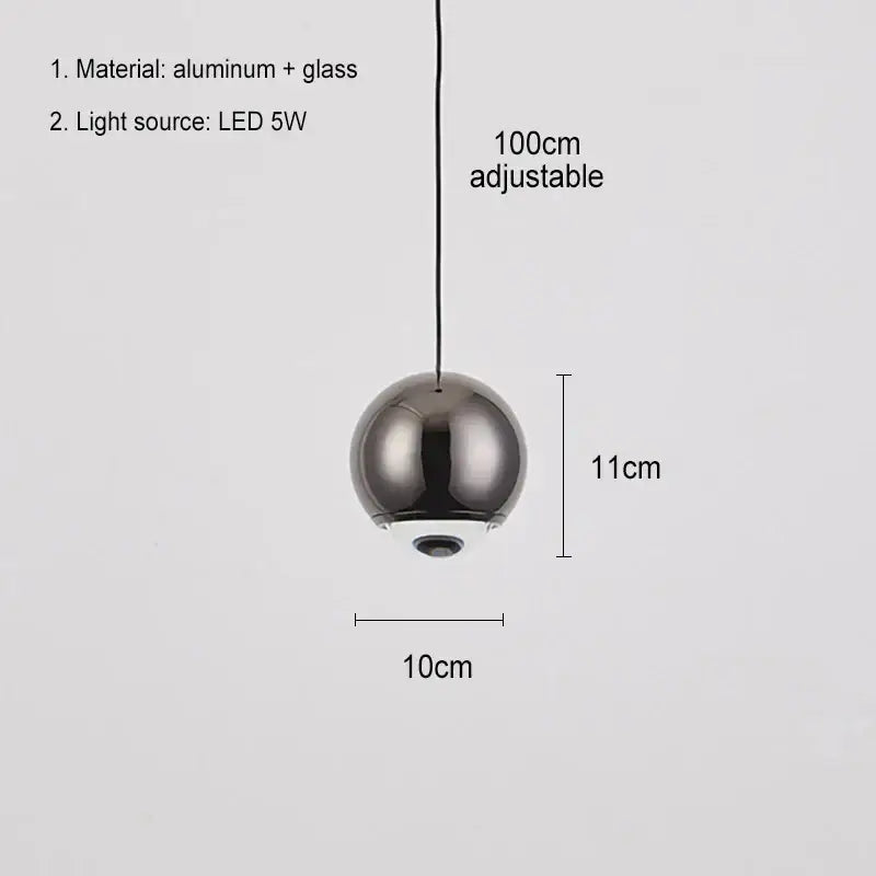 Modern chrome & copper ball pendant light dining room led chandelier