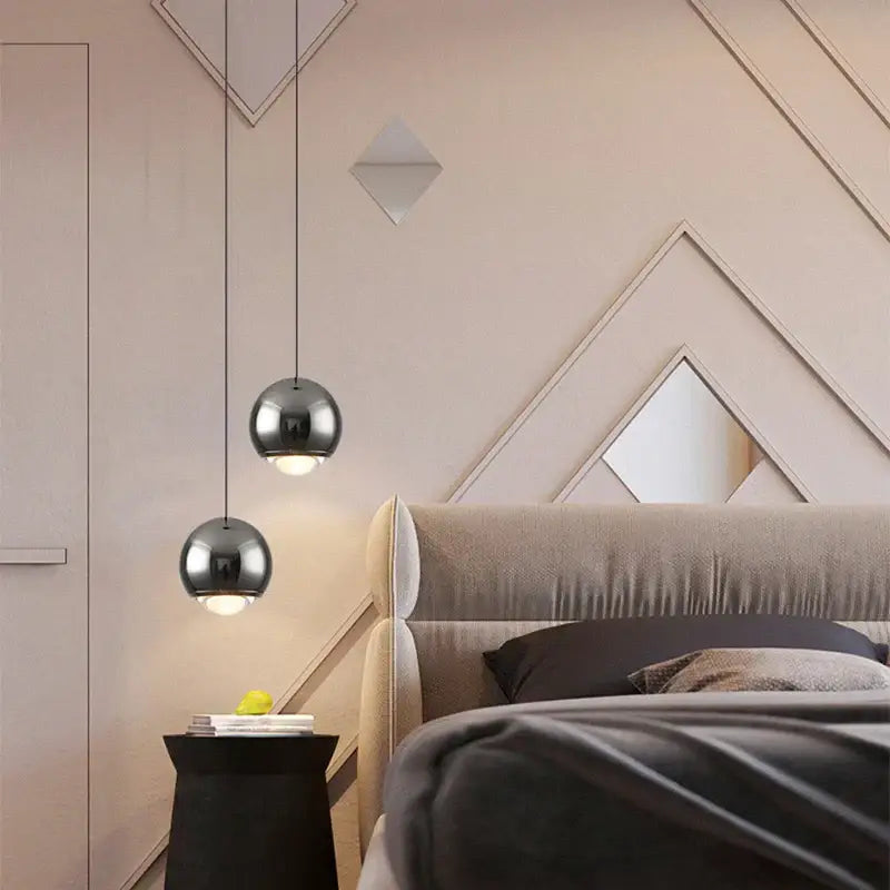 Modern chrome & copper ball pendant light dining room led chandelier