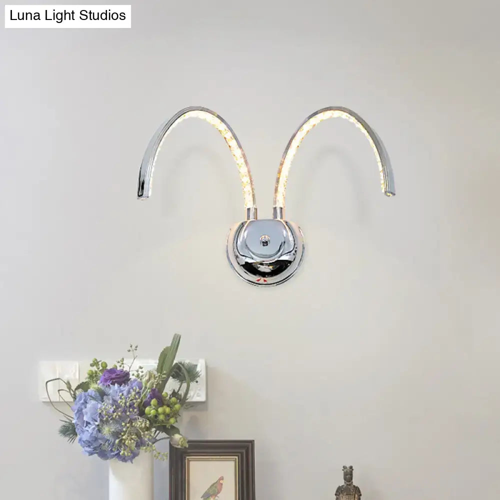 Modern chrome crystal arch wall sconce bedroom warm white light