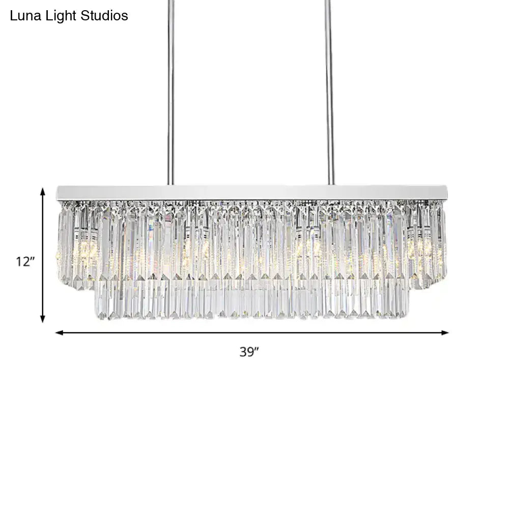 Modern chrome crystal block island light dining room e12 e14 pendant