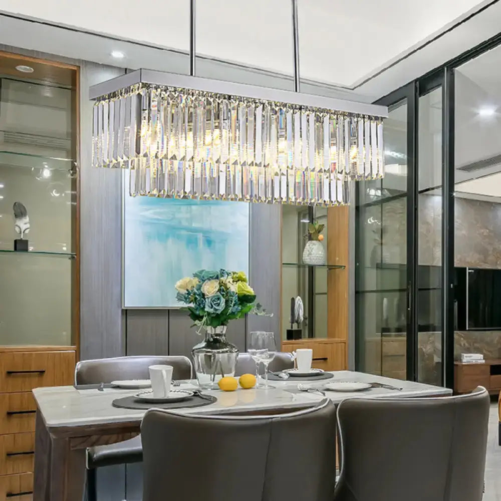 Modern chrome crystal block island light dining room e12 e14 pendant