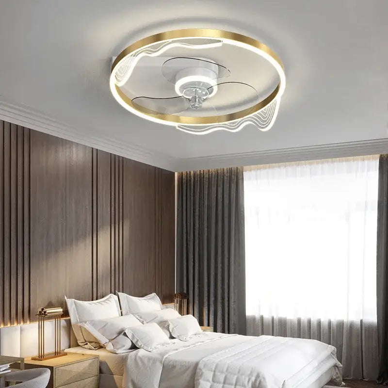 Modern chrome crystal ceiling fan light bedroom remote control