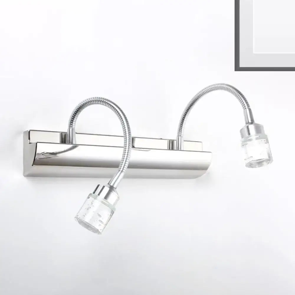 Modern chrome crystal cylinder vanity wall sconce bedroom reading light