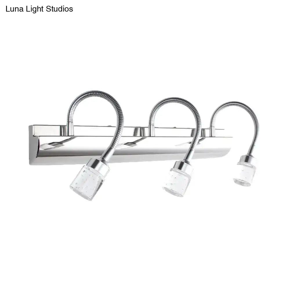 Modern chrome crystal cylinder vanity wall sconce bedroom reading light