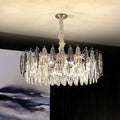 Modern chrome crystal drum pendant light for living room