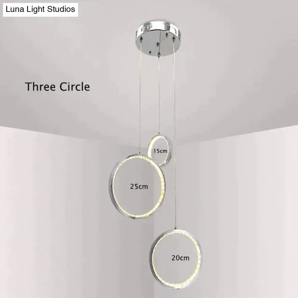 DecorBites™ Crystal Rings LED Pendant Light Fixture For Indoor Lamp Lamparas De Techo Surface Mounting Pendant Lamp For Bedroom Dining Room