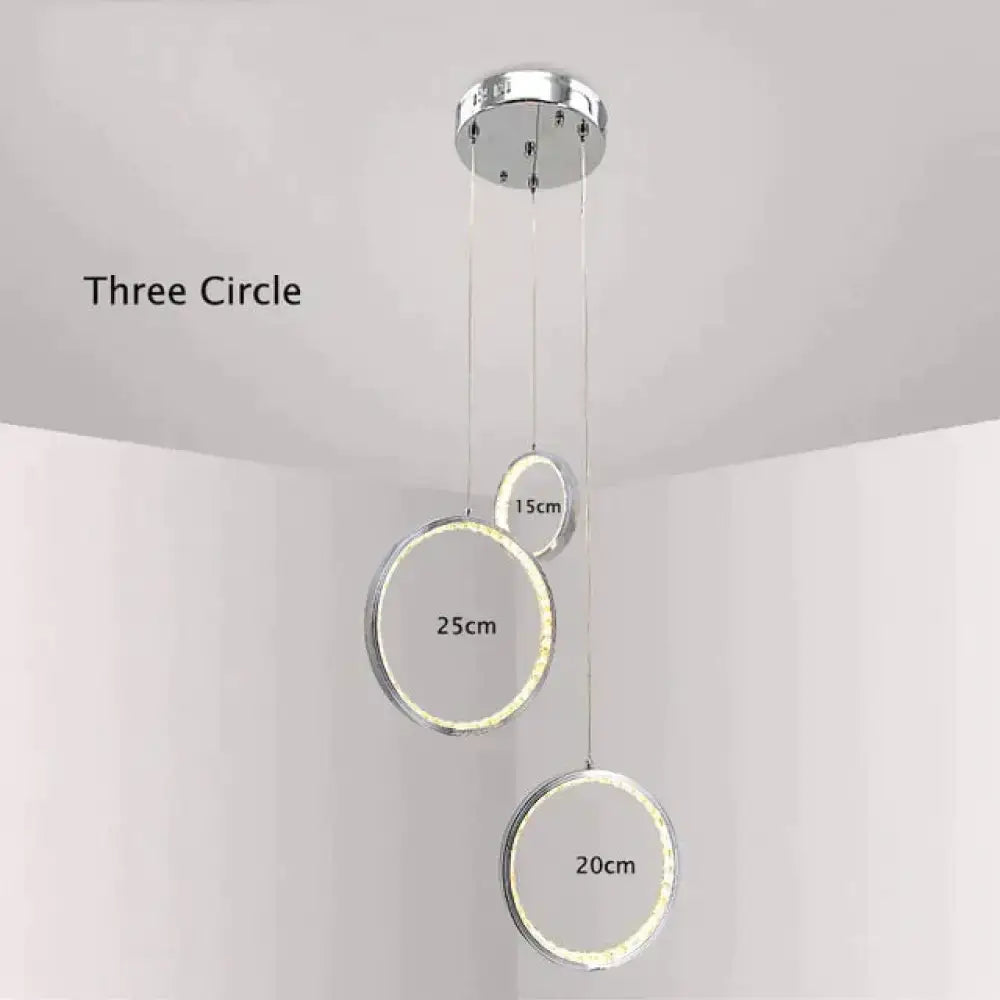 DecorBites™ Crystal Rings LED Pendant Light Fixture For Indoor Lamp Lamparas De Techo Surface Mounting Pendant Lamp For Bedroom Dining Room