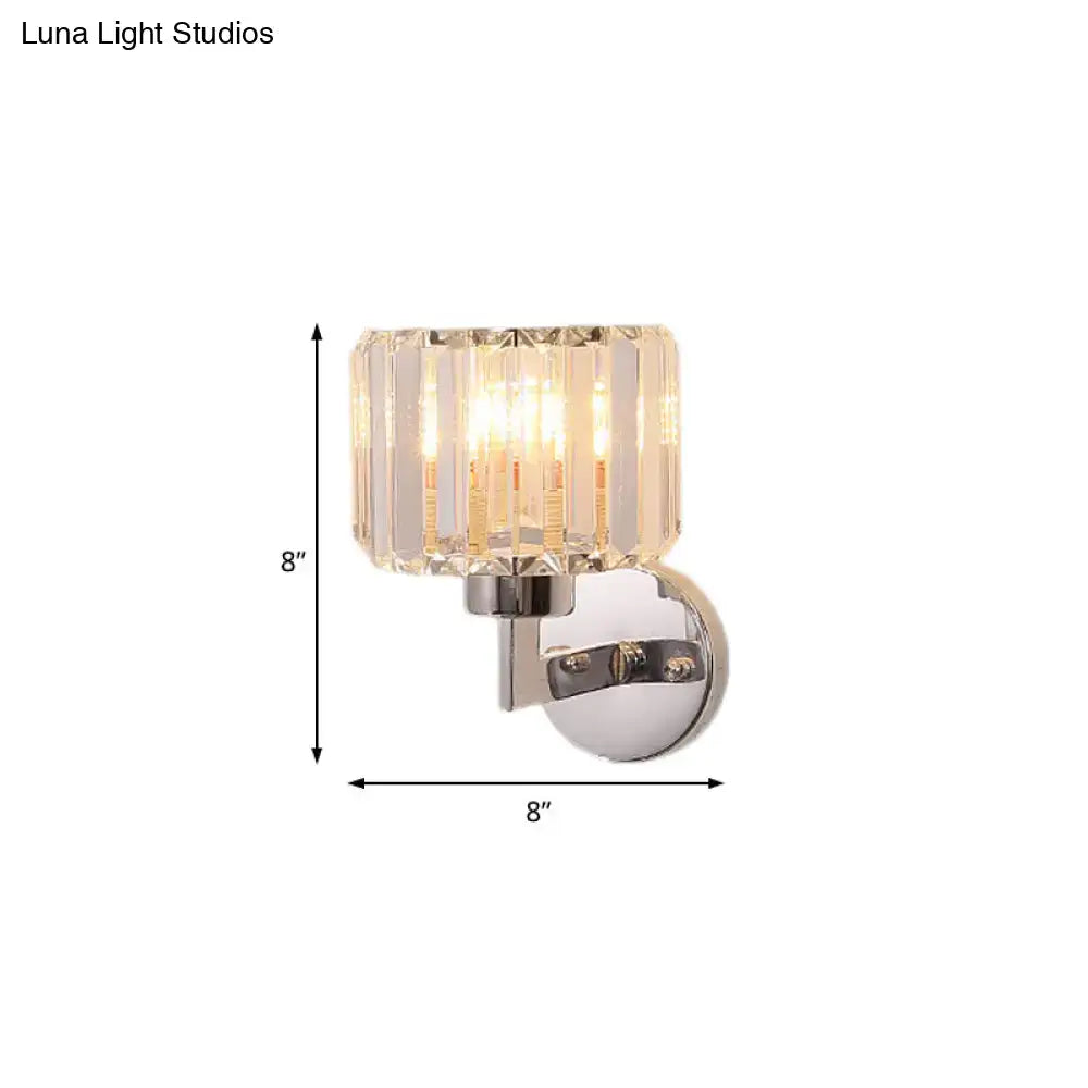 DecorBites™ Modern Chrome Wall Sconce Light with Crystal Rod Shade - 1-Light Hallway Wall Mount