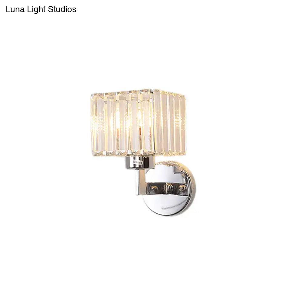 DecorBites™ Modern Chrome Wall Sconce Light with Crystal Rod Shade - 1-Light Hallway Wall Mount