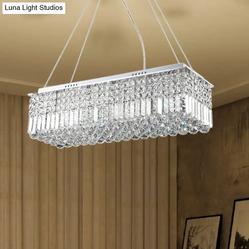 Modern chrome crystal shade rectangle chandelier living room light