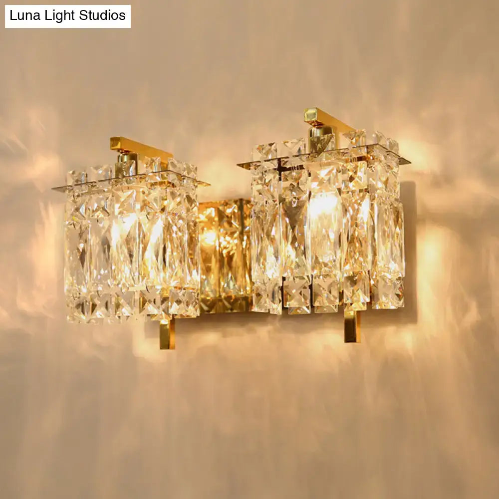 Modern chrome crystal shade sconce light bedroom wall mount