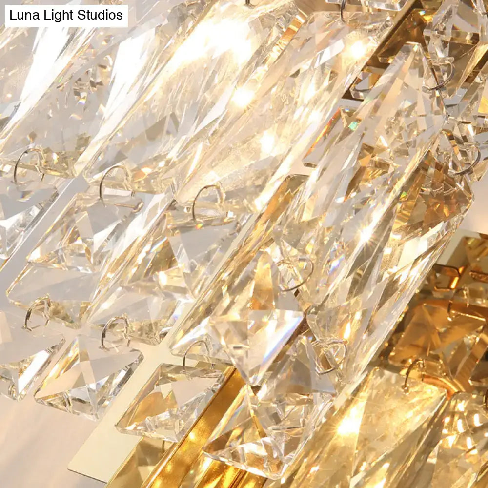 Modern chrome crystal shade sconce light bedroom wall mount