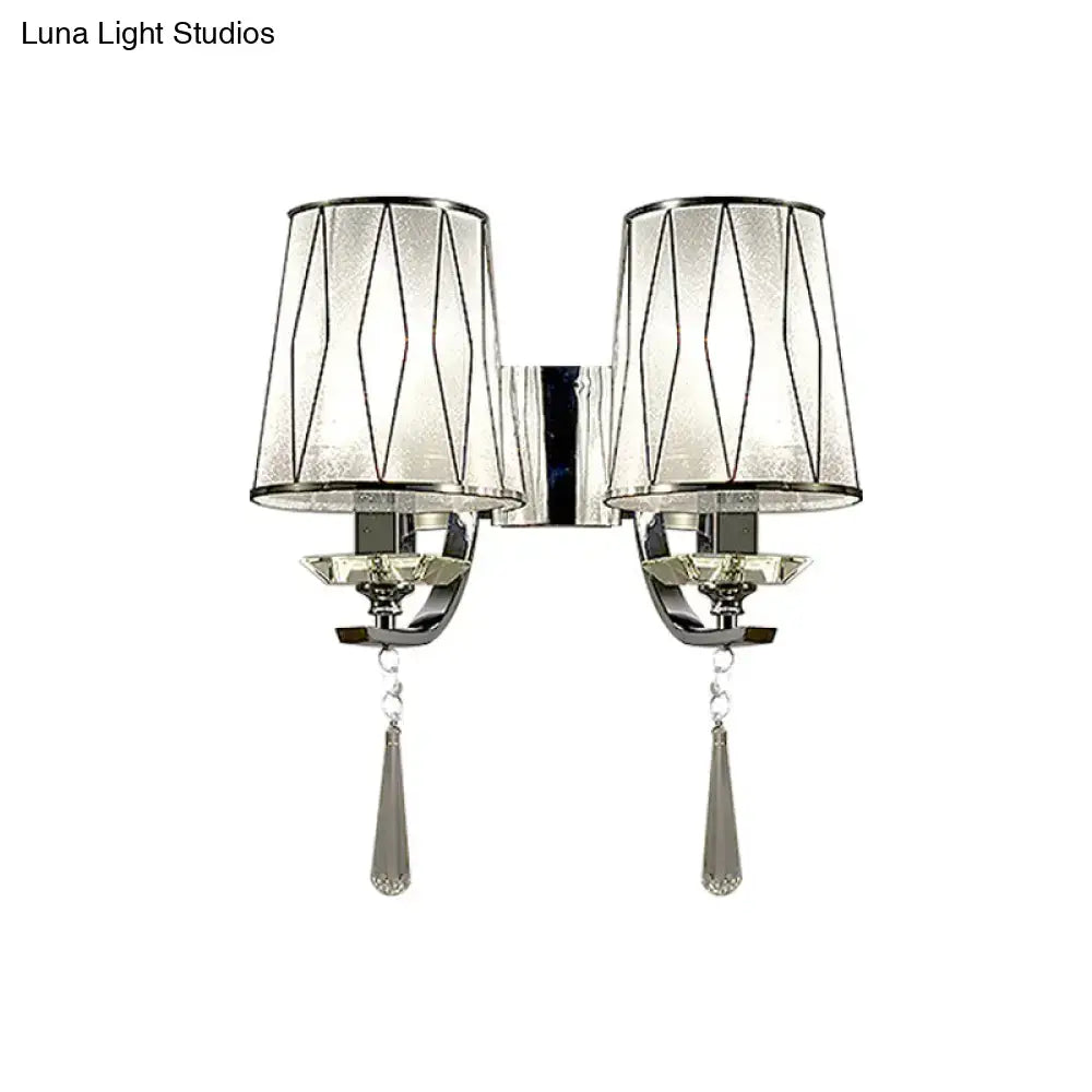 Modern chrome crystal wall lighting fixture for bedroom or hallway