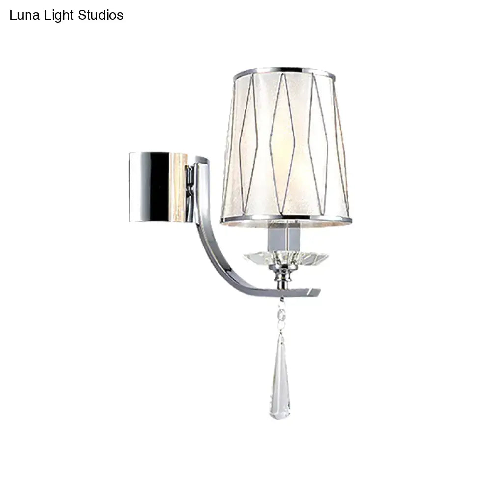 Modern chrome crystal wall lighting fixture for bedroom or hallway