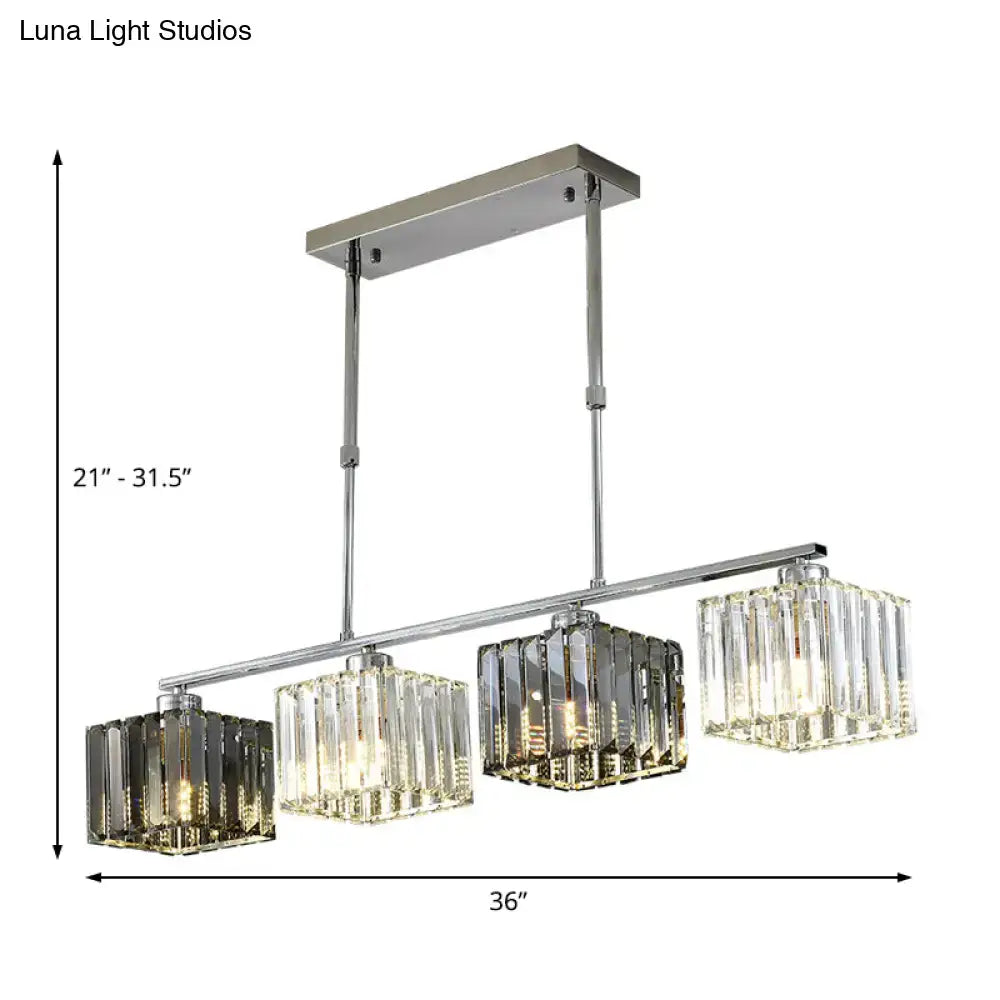 Modern chrome cube island ceiling light dining room crystal pendant