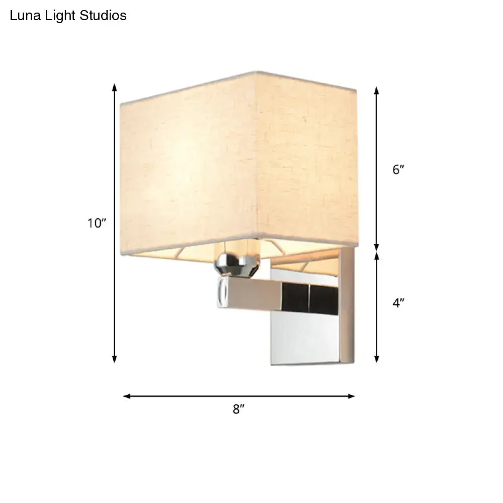 Modern chrome fabric led wall sconce bedroom light with linen shade
