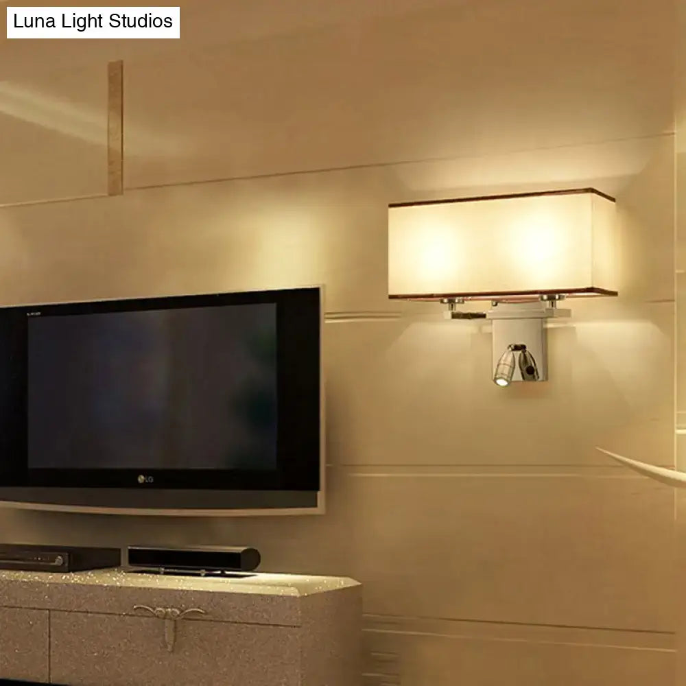 Modern chrome fabric led wall sconce bedroom lighting fixture