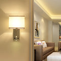 Modern chrome fabric led wall sconce bedroom lighting fixture