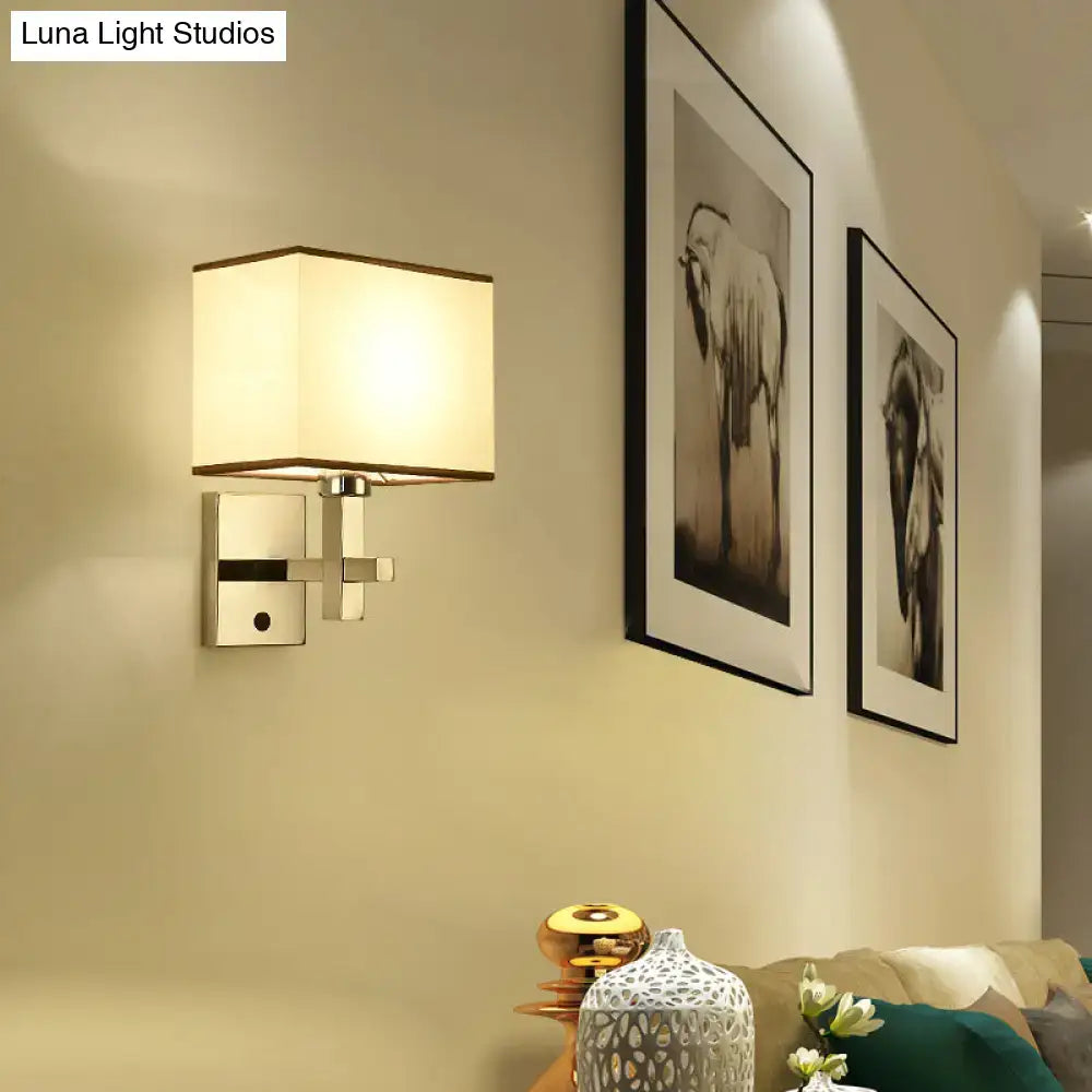 Modern chrome fabric led wall sconce bedroom lighting fixture