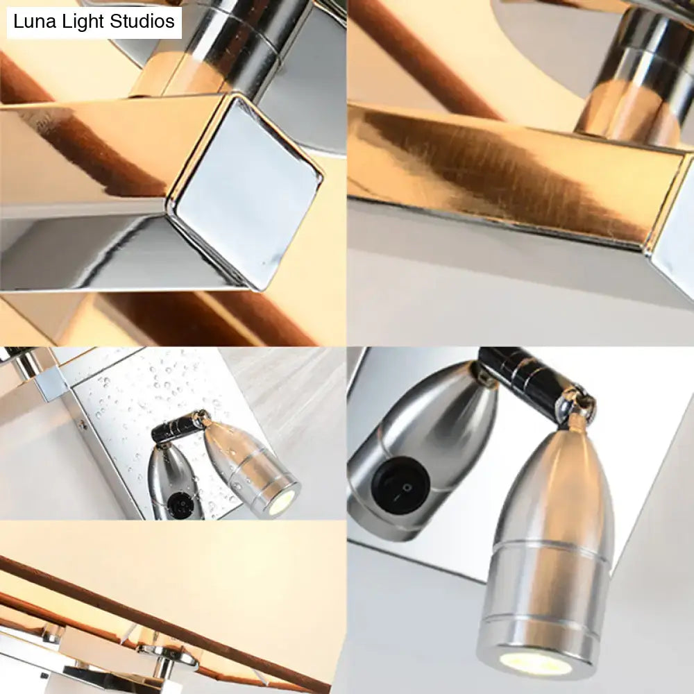 Modern chrome fabric led wall sconce bedroom lighting fixture