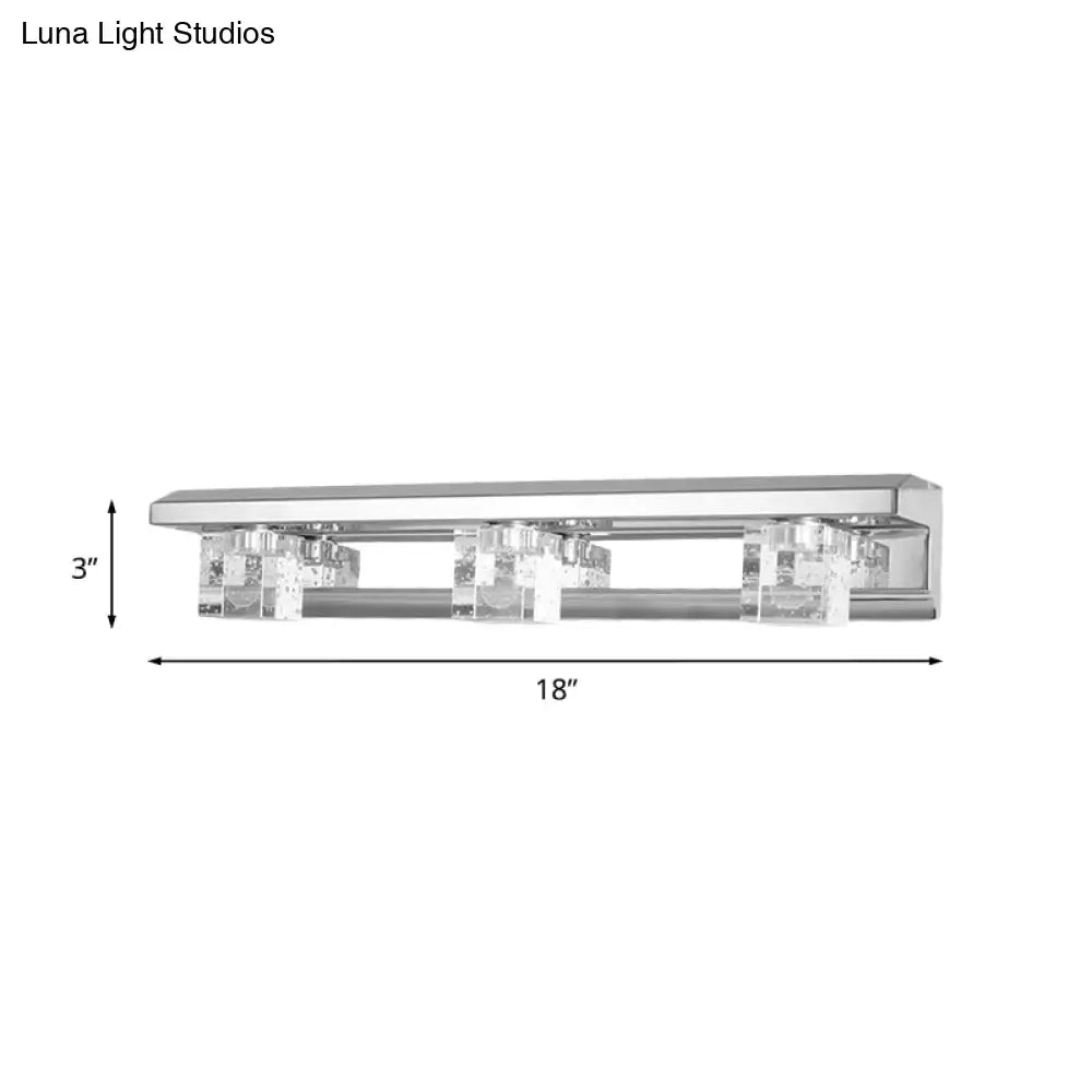 Modern chrome finish crystal cube vanity sconce – bathroom warm white