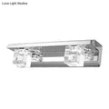 Modern chrome finish crystal cube vanity sconce – bathroom warm white