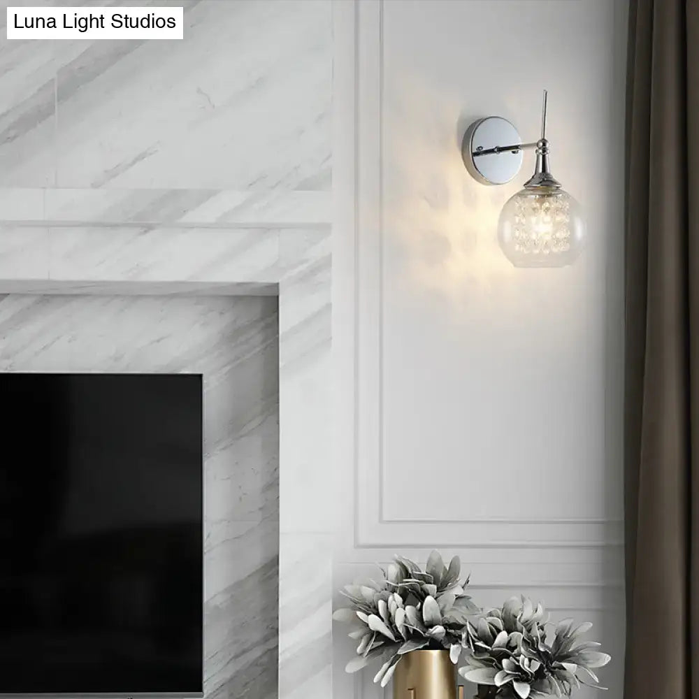 DecorBites™ Contemporary Clear Glass Wall Sconce with Inner Crystal Strand and Chrome Finish