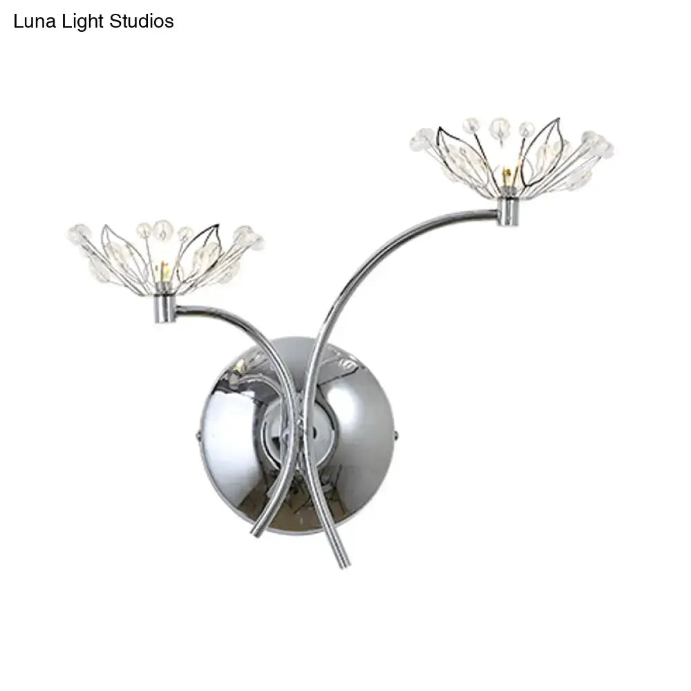 Modern chrome flower wall lamp – bedroom crystal sconce 110v-120v