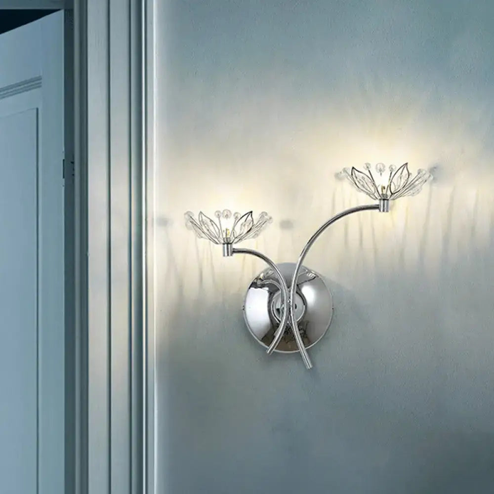 Modern chrome flower wall lamp – bedroom crystal sconce 110v-120v