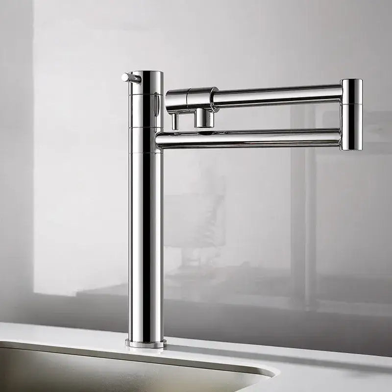 DecorBites™ 360 Degree Chrome Foldable Kitchen Faucet Hot Cold Sink Mixer, Brass Deck Mounted