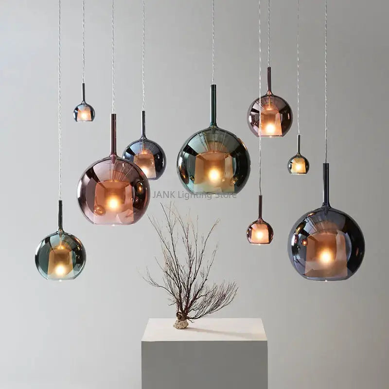 Modern chrome glass bubble pendant lights dining room chandelier