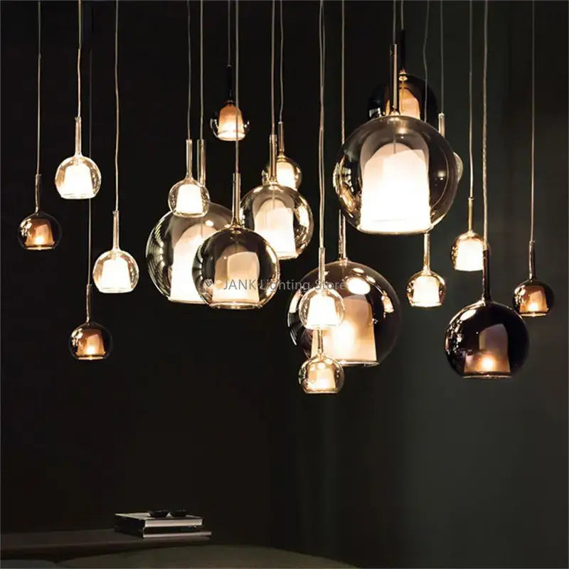 Modern chrome glass bubble pendant lights dining room chandelier