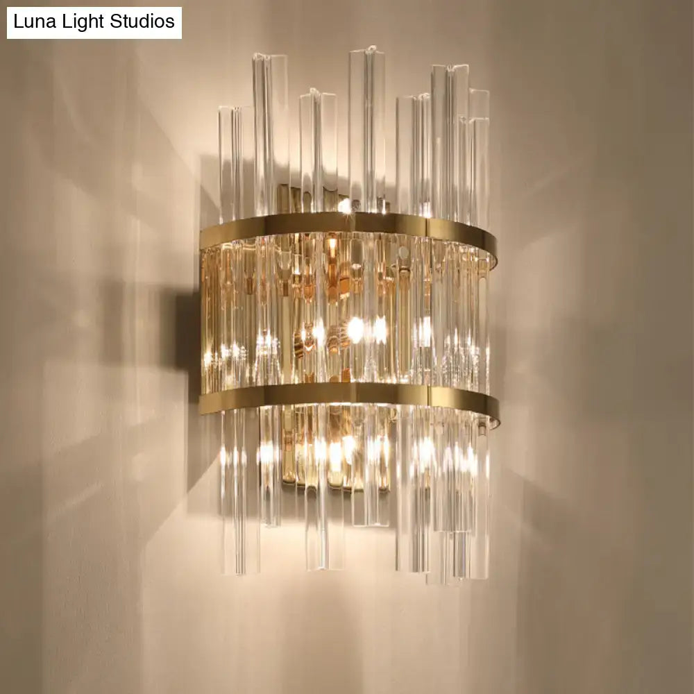 Modern chrome & gold crystal prism sconce wall lamp living room