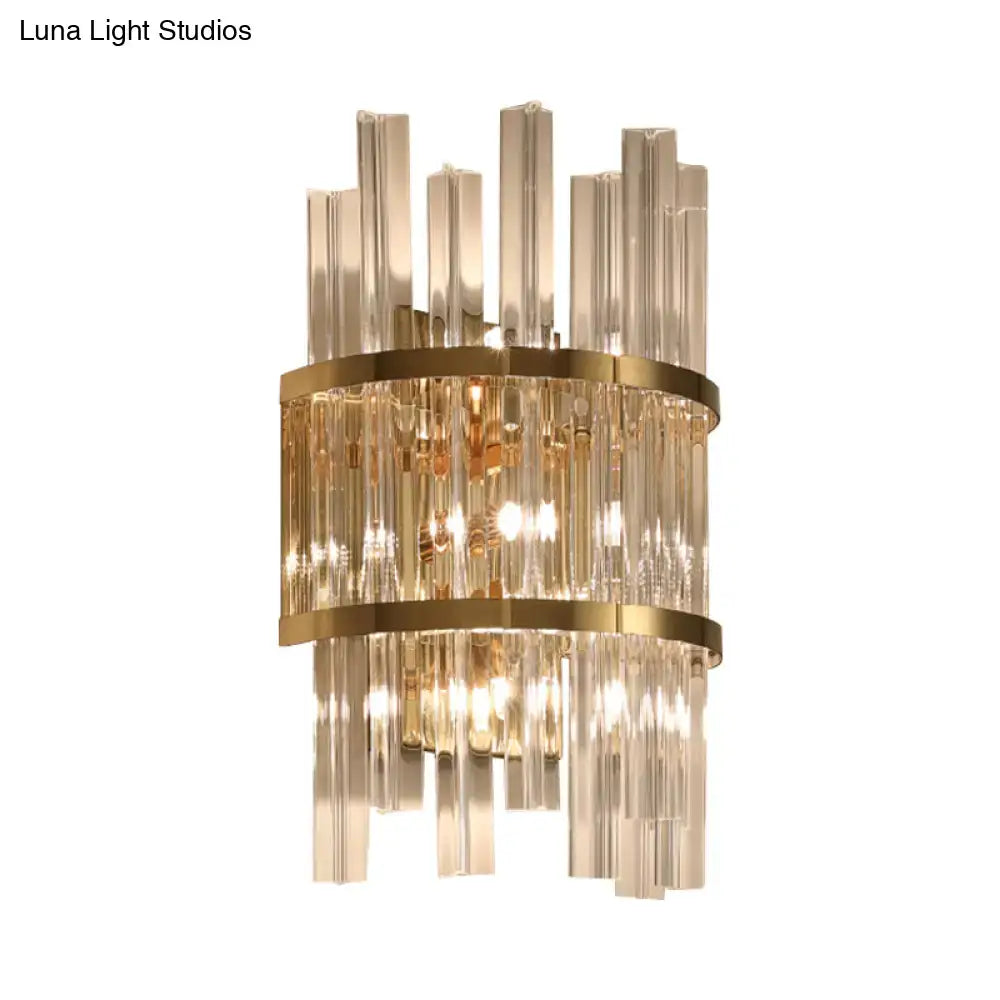 Modern chrome & gold crystal prism sconce wall lamp living room