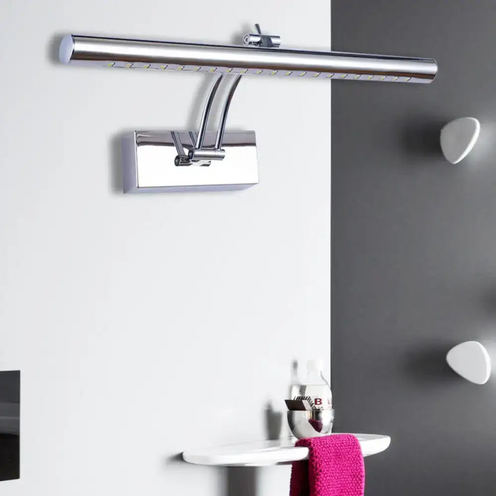 Modern chrome & gold led bathroom wall lamp with tubular metal shade