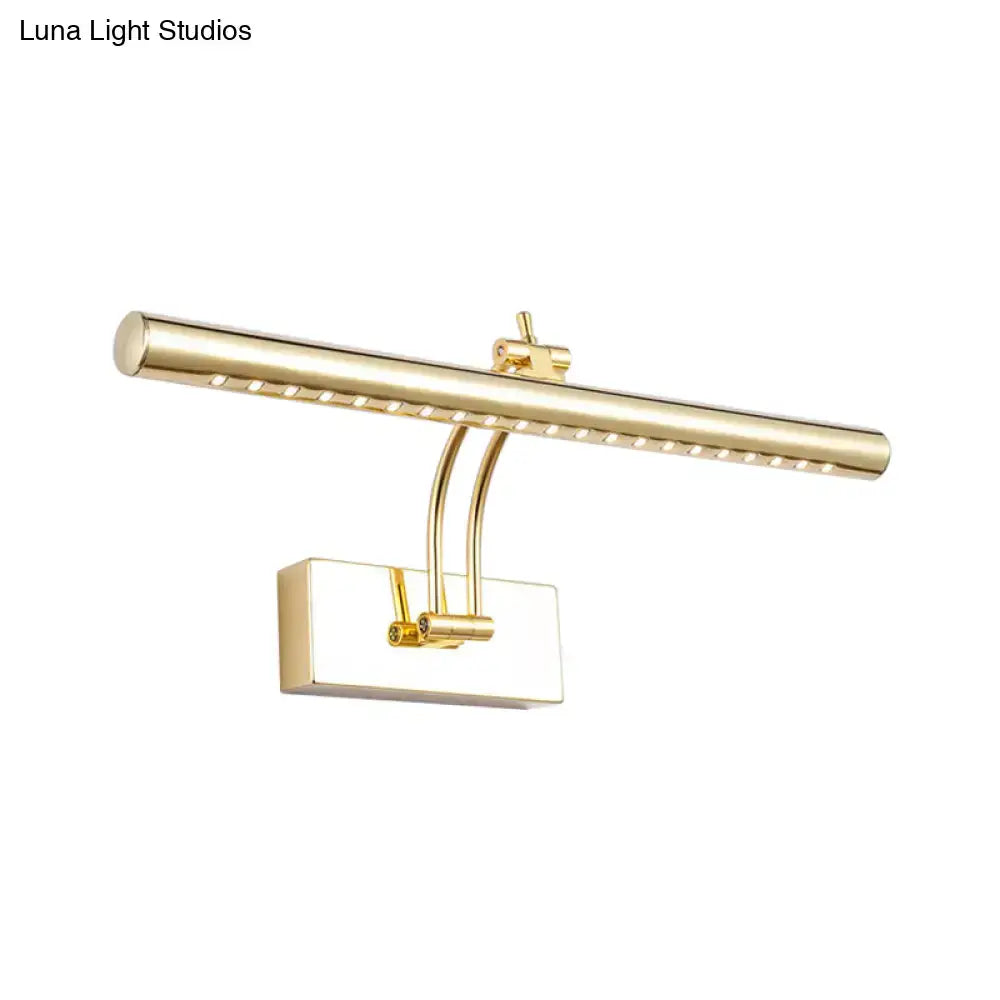 Modern chrome & gold led bathroom wall lamp with tubular metal shade