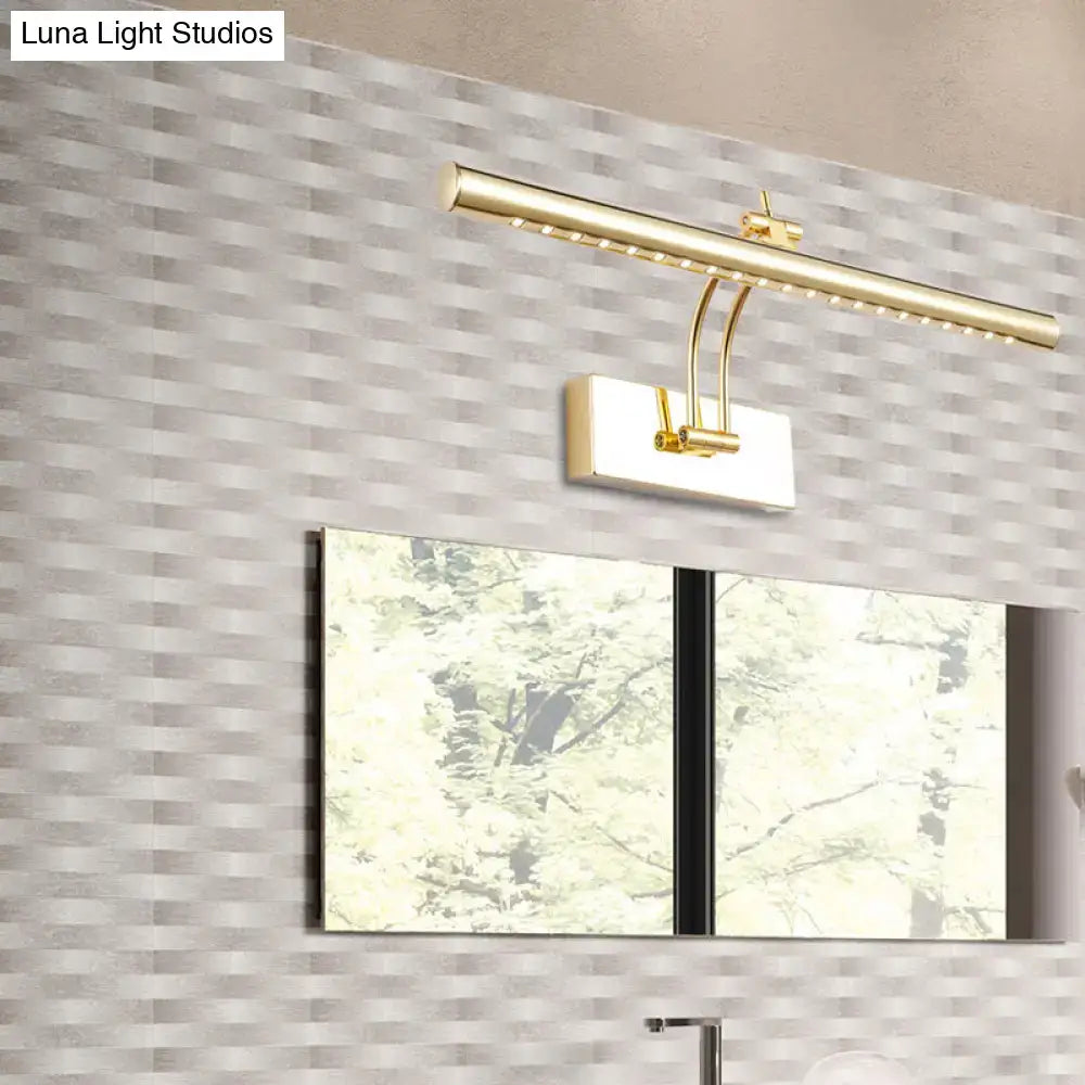 Modern chrome & gold led bathroom wall lamp with tubular metal shade