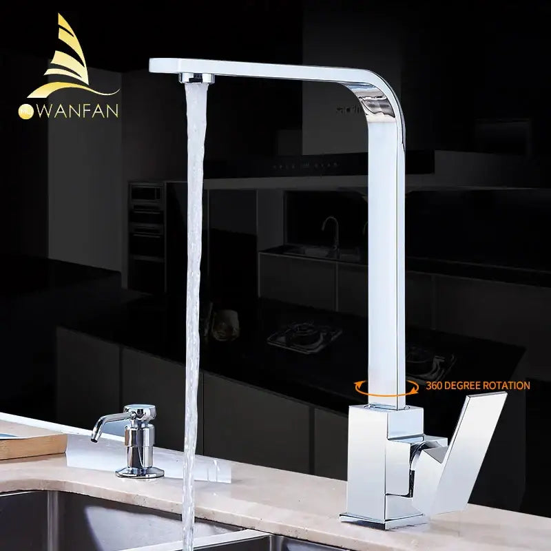 DecorBites™ Brass Kitchen Sink Faucet 360 Swivel Mixer in Black - Single Handle