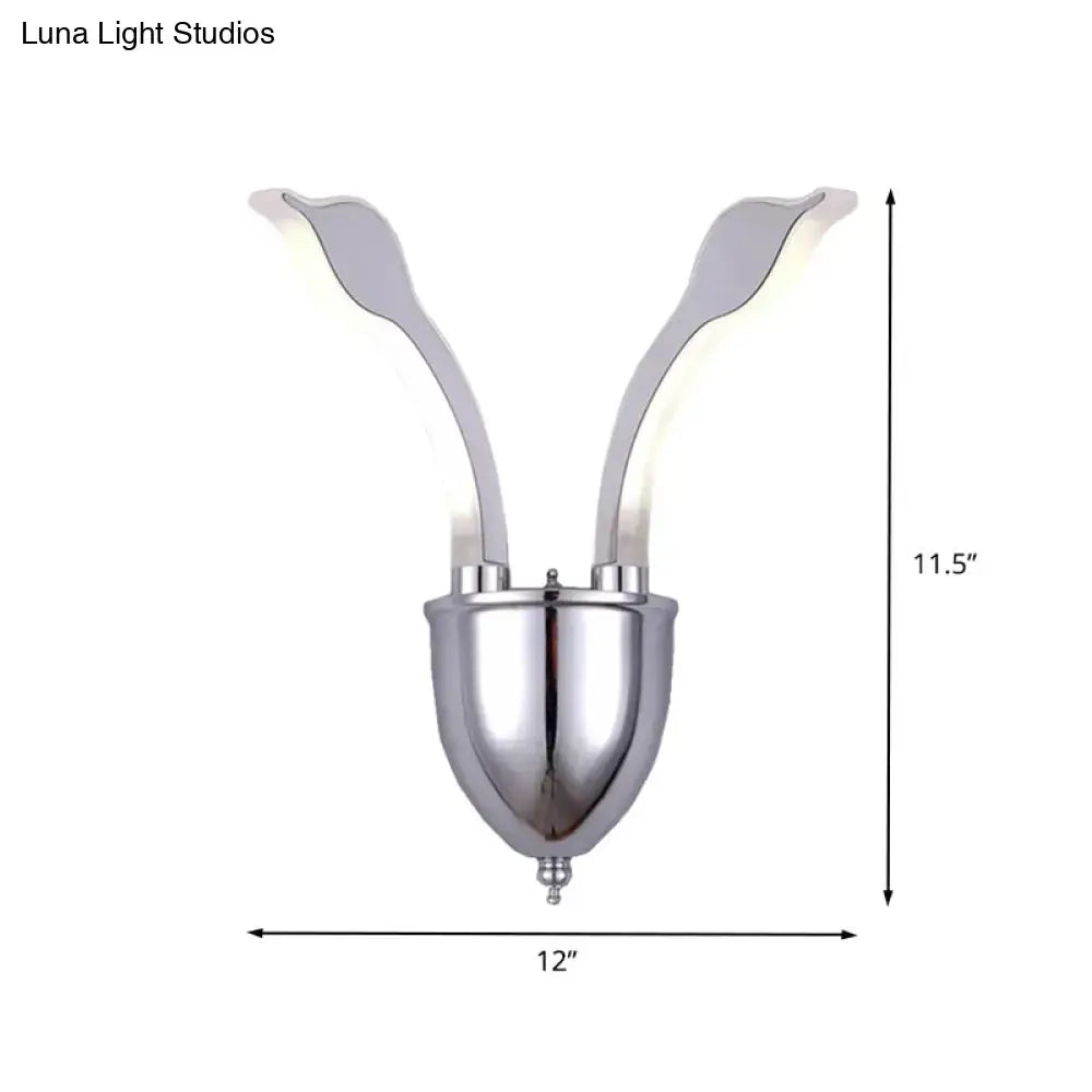 DecorBites™ Modern Metal 2-Light Chrome LED Wall Sconce with Acrylic Shade in Warm/White Light by Swan Head Wall Lighting