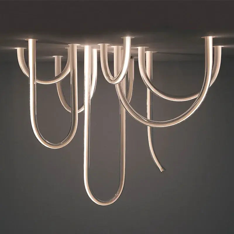 Modern chrome led u shape chandelier pendant lamp dining room