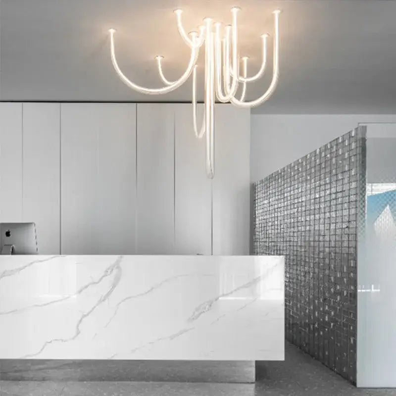 Modern chrome led u shape chandelier pendant lamp dining room