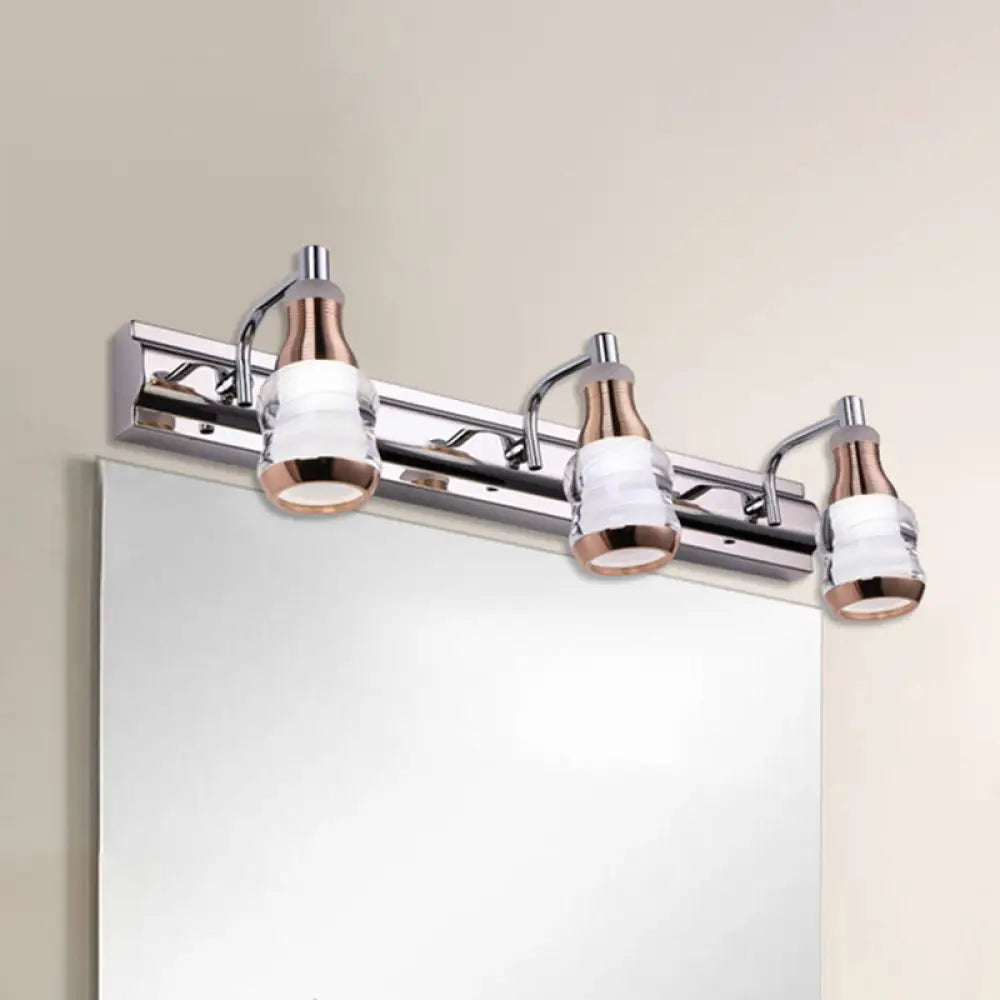 DecorBites™ Modern Chrome LED Vanity Wall Light, 2/3 Bulbs, 12"/18" Long, White/Warm Light