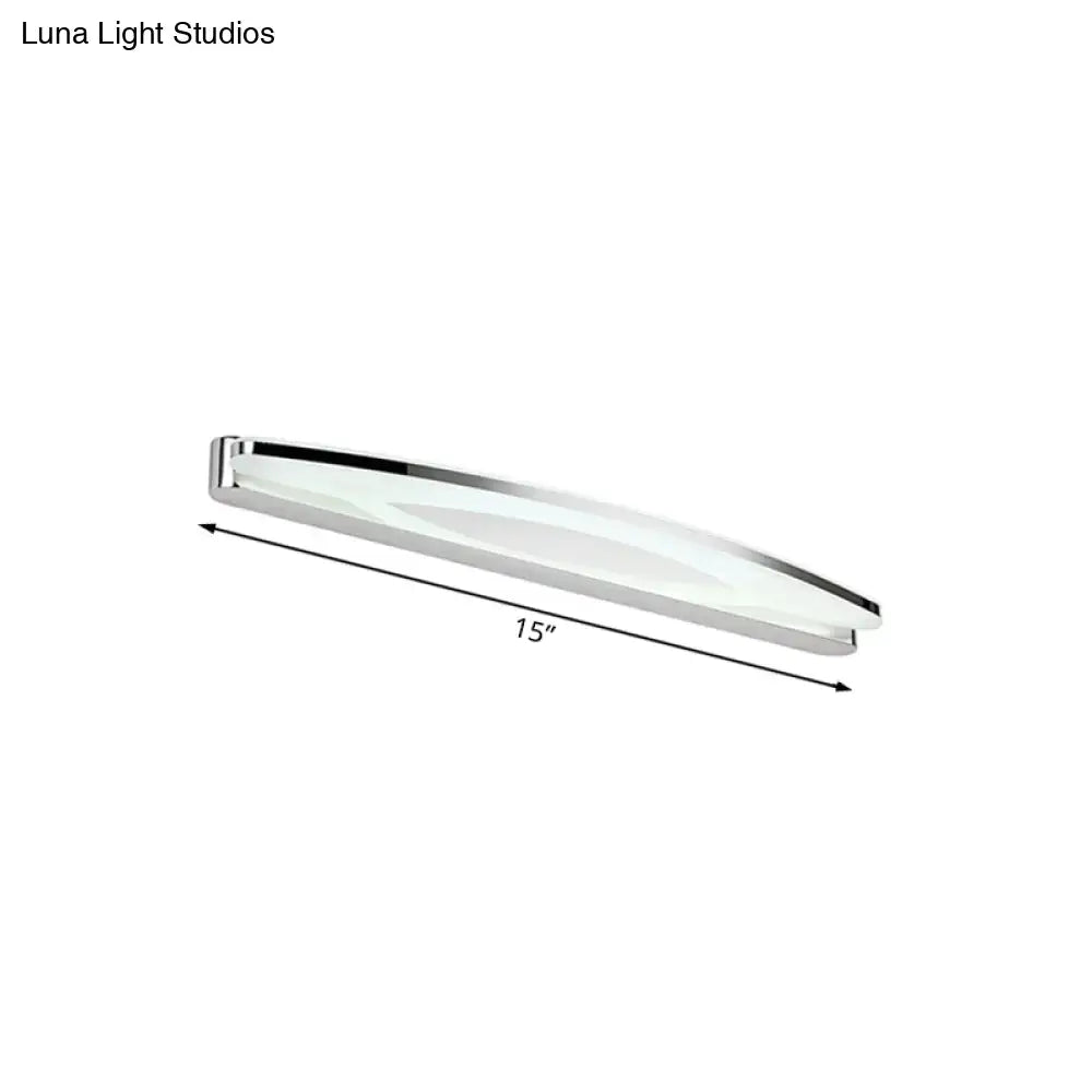 DecorBites™ Sleek Modern Metal Vanity Lighting: Oval Shade LED Wall Light Sconce in Chrome, 15"/21" Dia, Warm/White Light