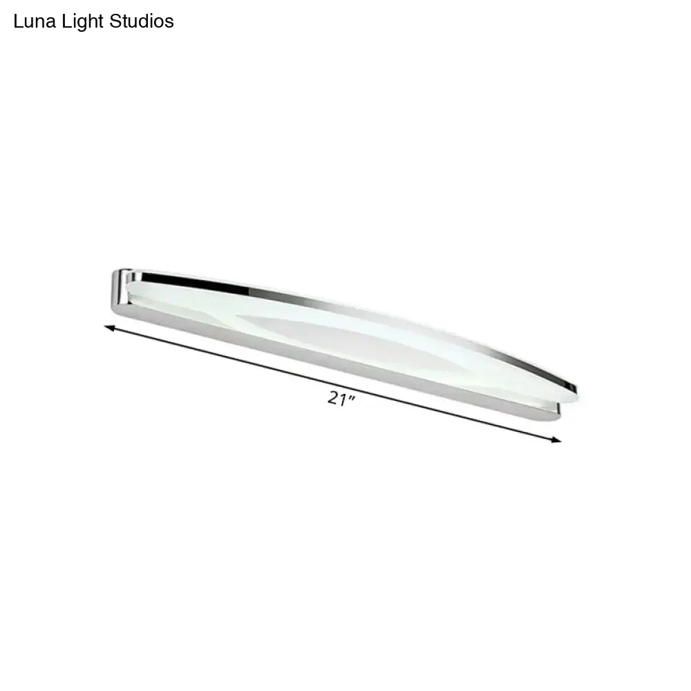 DecorBites™ Sleek Modern Metal Vanity Lighting: Oval Shade LED Wall Light Sconce in Chrome, 15"/21" Dia, Warm/White Light