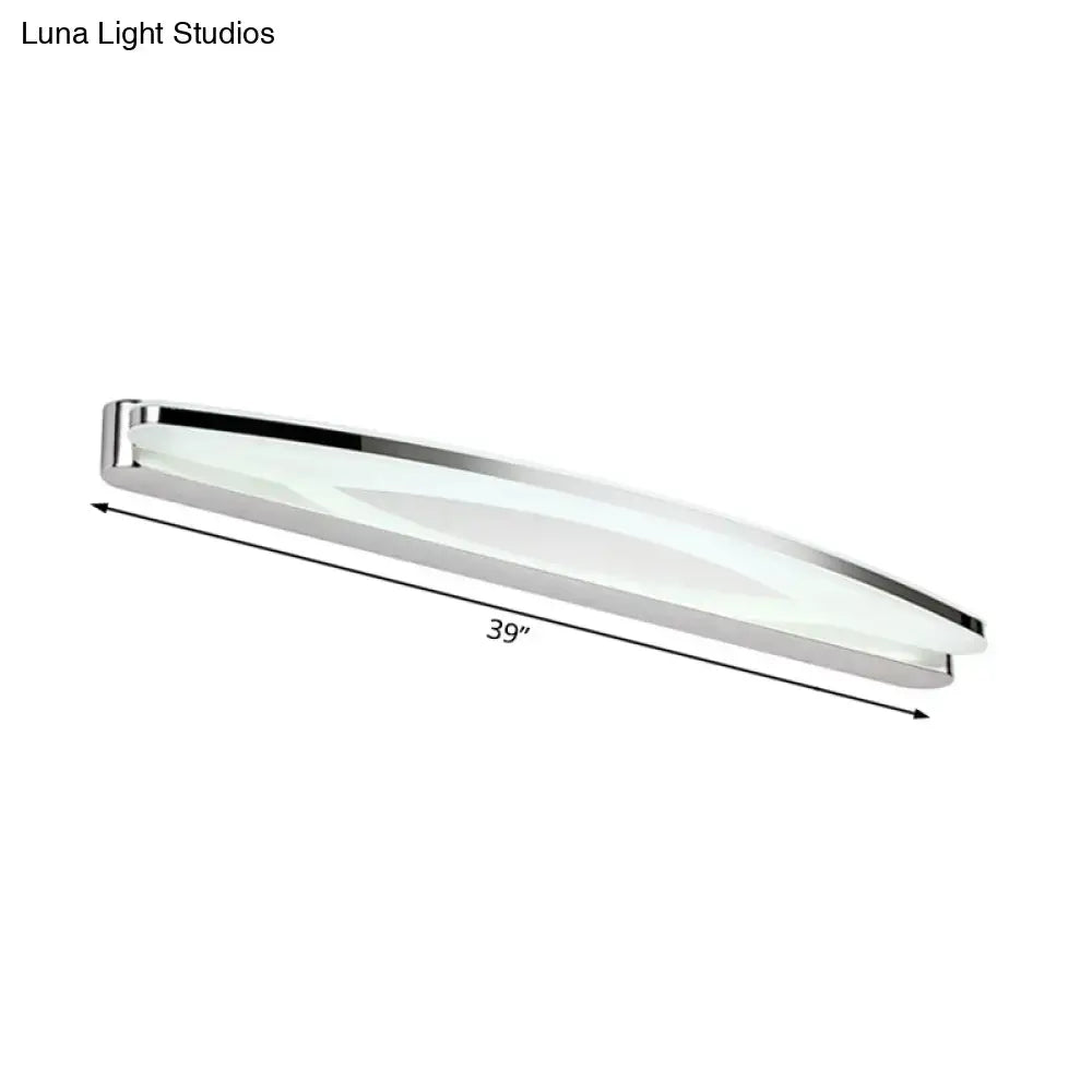 DecorBites™ Sleek Modern Metal Vanity Lighting: Oval Shade LED Wall Light Sconce in Chrome, 15"/21" Dia, Warm/White Light