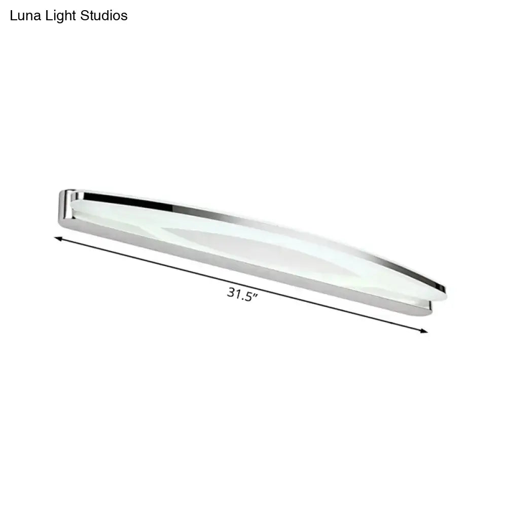DecorBites™ Sleek Modern Metal Vanity Lighting: Oval Shade LED Wall Light Sconce in Chrome, 15"/21" Dia, Warm/White Light