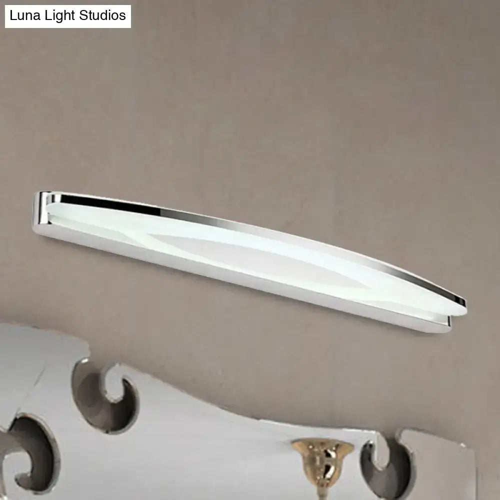 DecorBites™ Sleek Modern Metal Vanity Lighting: Oval Shade LED Wall Light Sconce in Chrome, 15"/21" Dia, Warm/White Light
