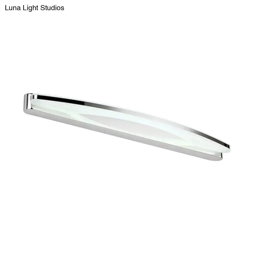 DecorBites™ Sleek Modern Metal Vanity Lighting: Oval Shade LED Wall Light Sconce in Chrome, 15"/21" Dia, Warm/White Light